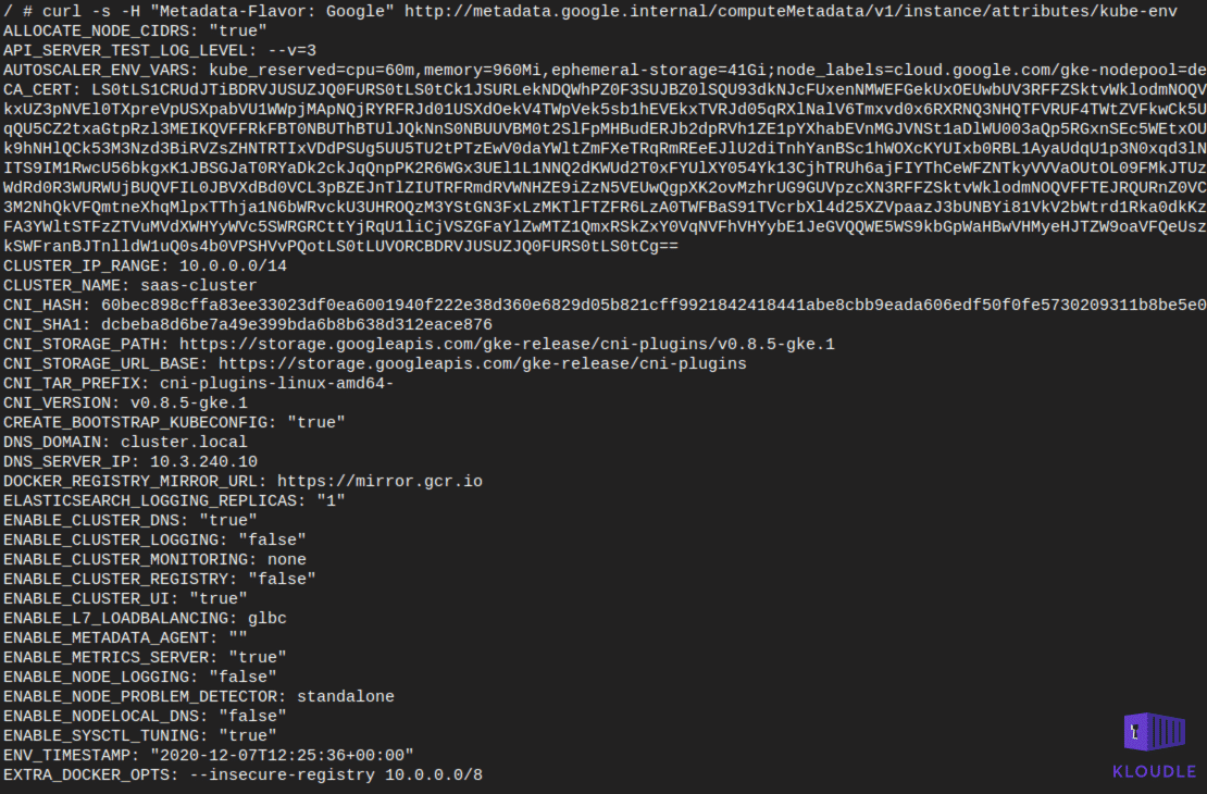 gke kube env data