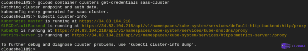 gcloud kubectl cluster info