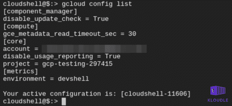 gcloud config list