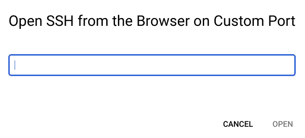 GCP vm SSH browser window Custom Port