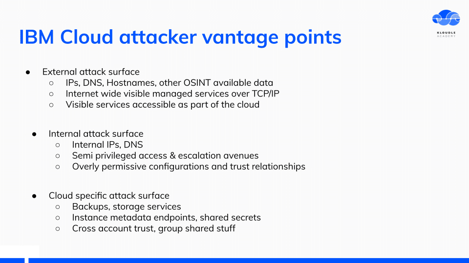 IBM cloud attacker vantage points