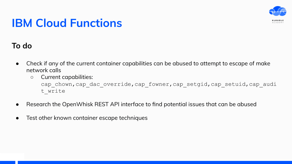 IBM Cloud functions to get container capabilities