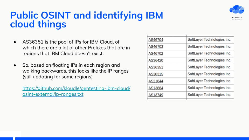 Public OSINT and identifying IBM cloud things