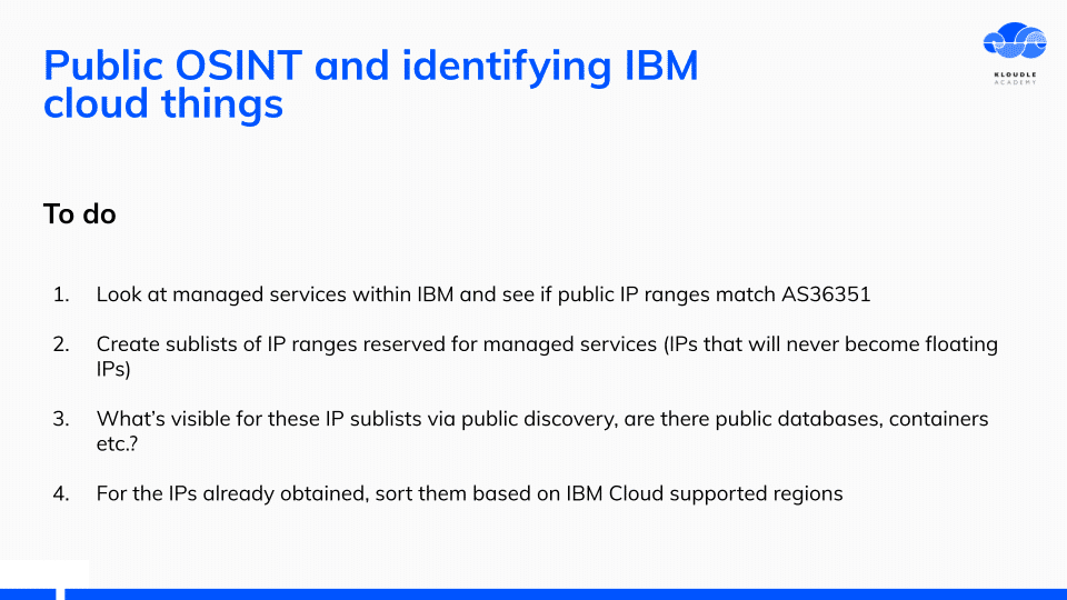 Public OSINT and identifying IBM cloud things