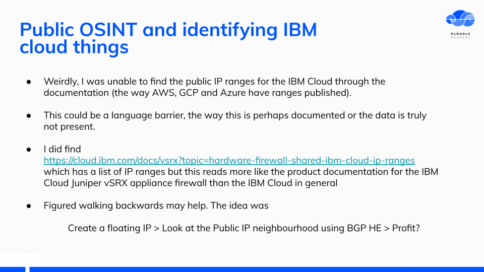 Public OSINT and identifying IBM cloud things