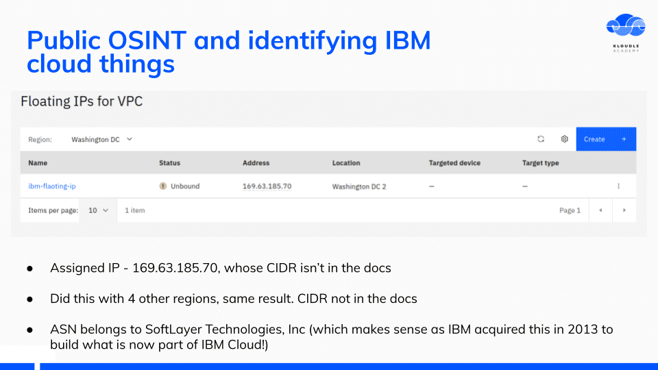 Public OSINT and identifying IBM cloud things