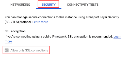 GCP allow SQL Connections
