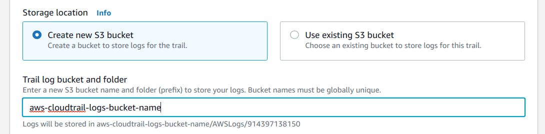 bucket to store CloudTrail logs
