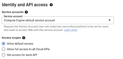 GCP vm Identity and API access