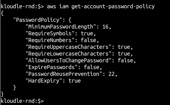 aws iam get-account-password-policy