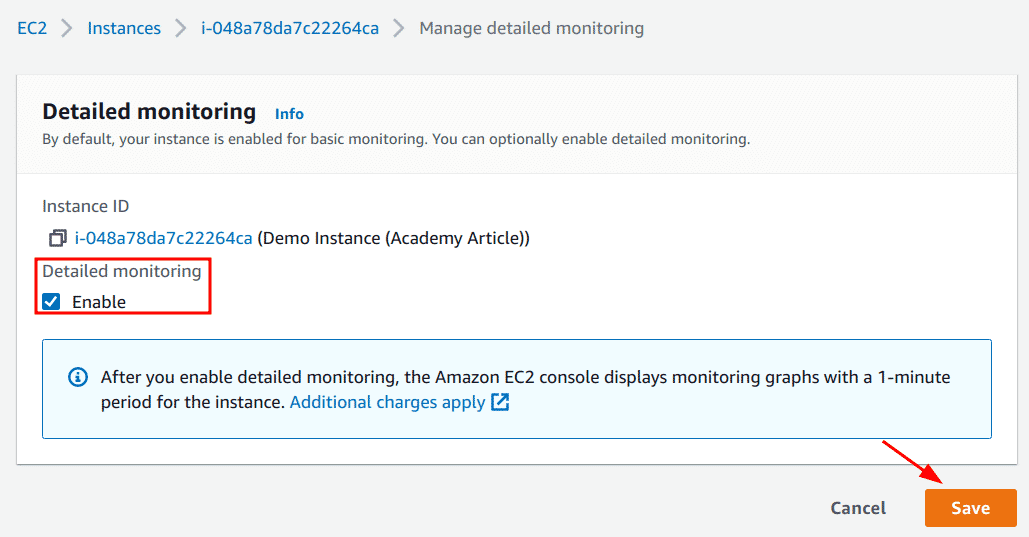 Enable detailed monitoring in EC2