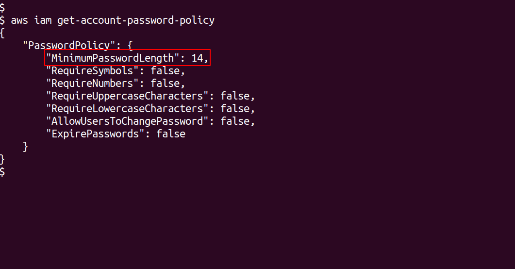 Check updated IAM password policy
