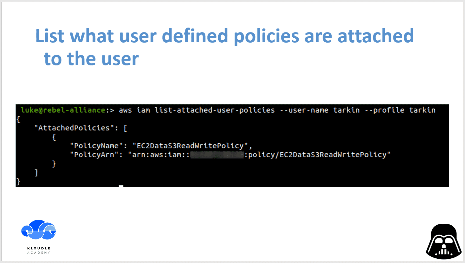 policy list attached to a user