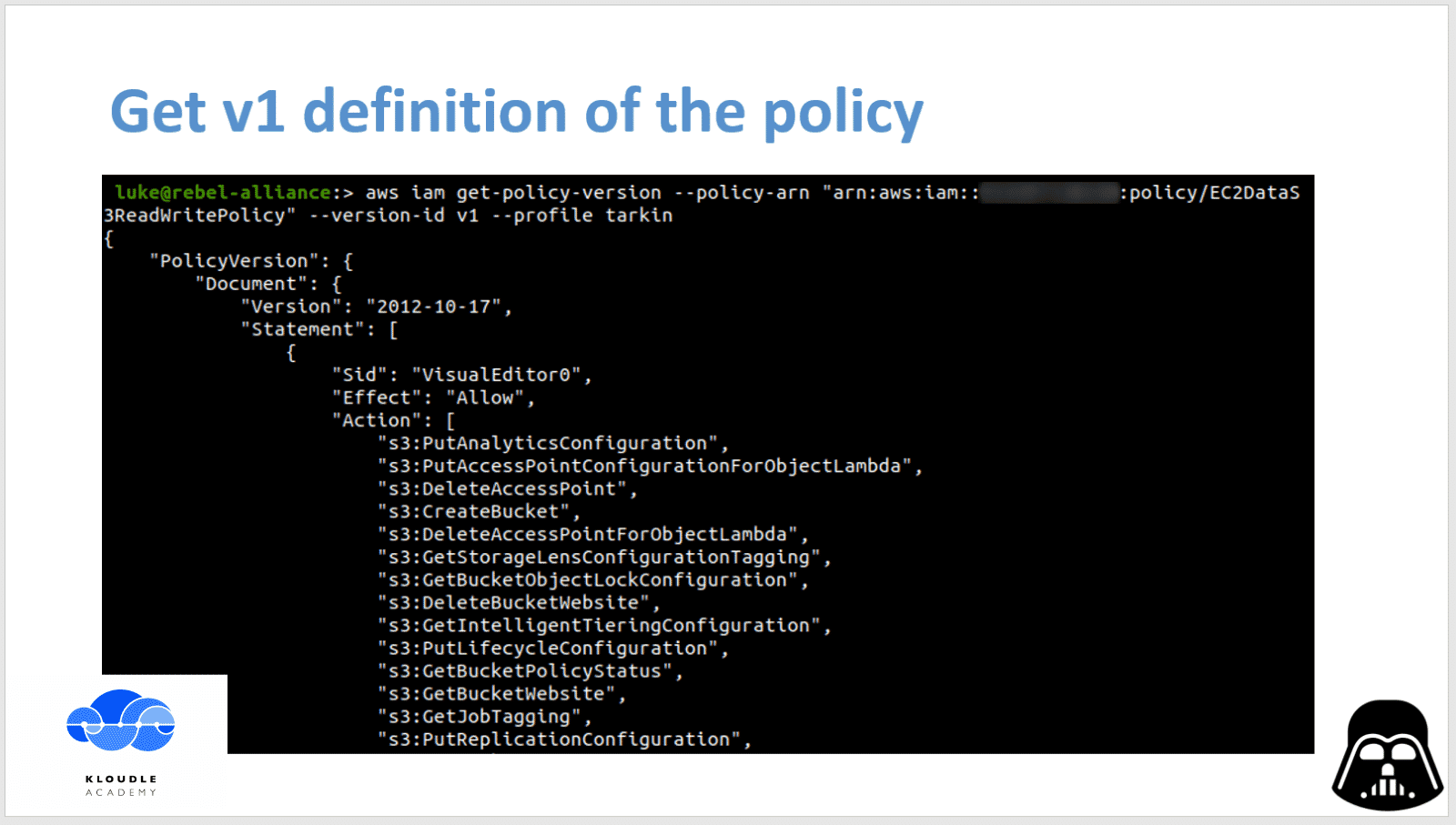 get v1 defination of policy