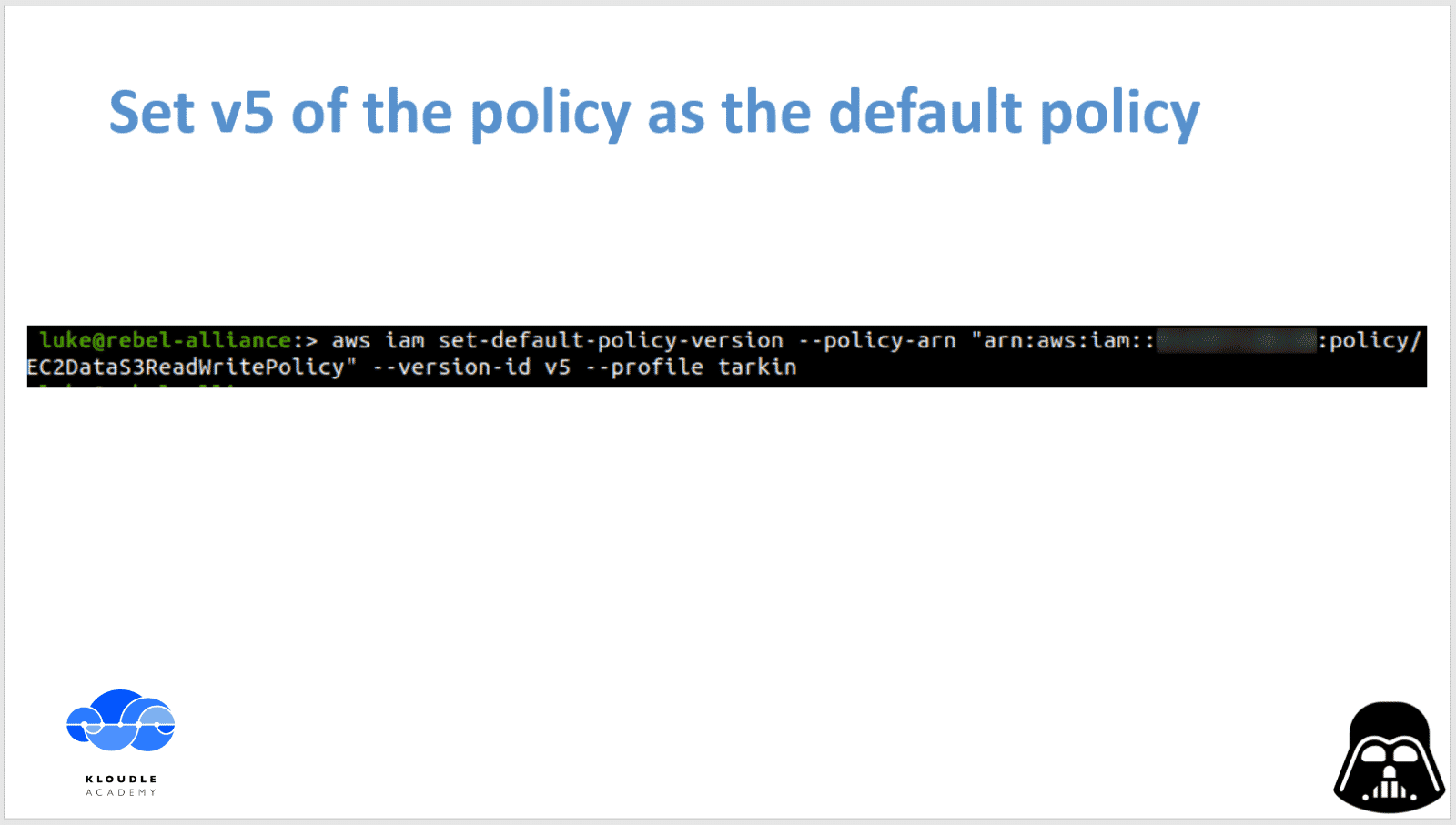 set v5 of policy as default policy
