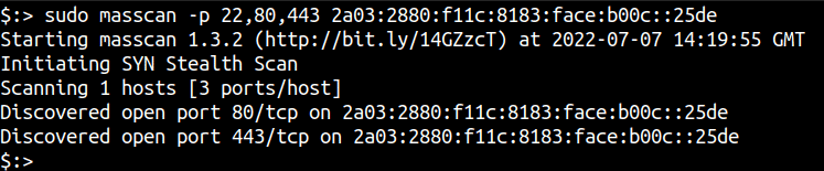 Scanning IPv6 with Masscan