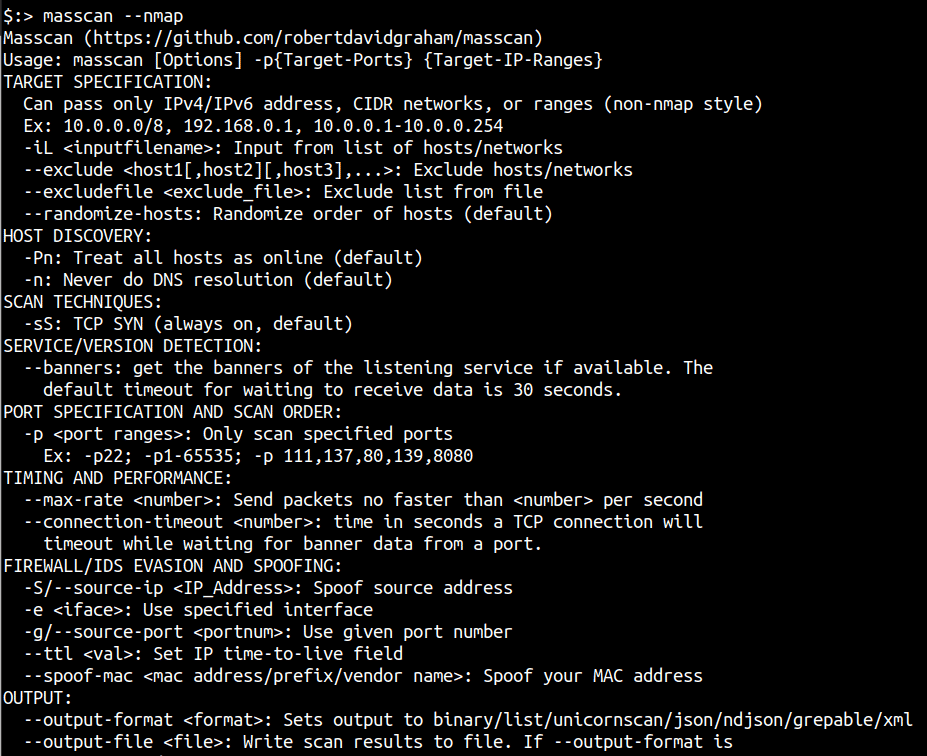 masscan nmap style