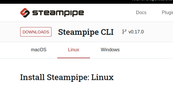 Steampipe downloads page