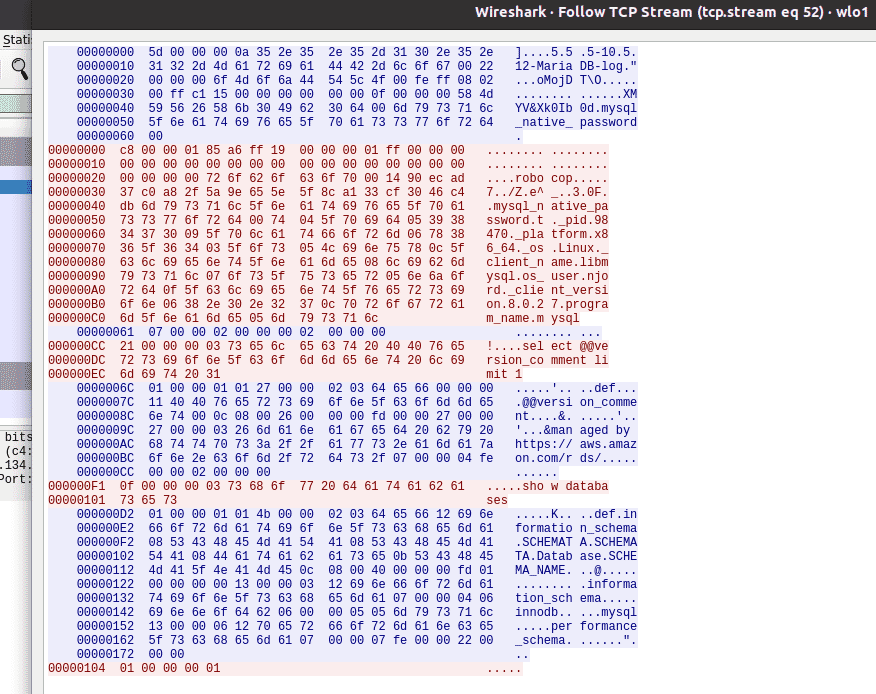Wireshark showing transport layer is unencrypted