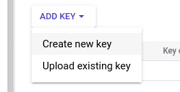 New JSON key Service Account