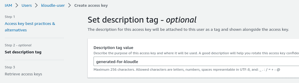 Access key description tag