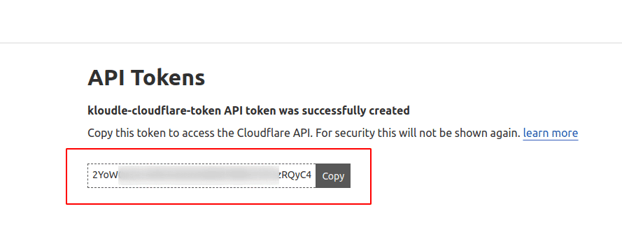 Cloudflare copy API token