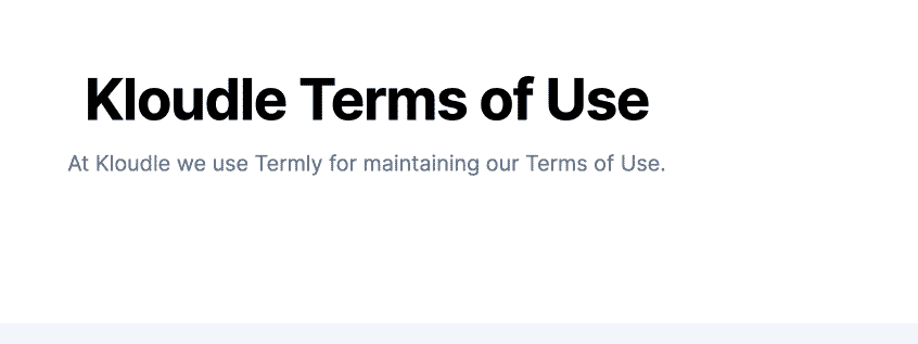 Kloudle Terms of Service