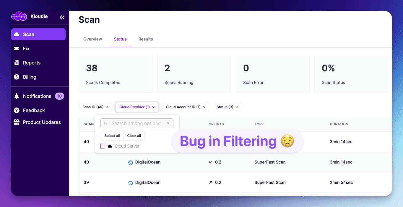Bugs in filtering